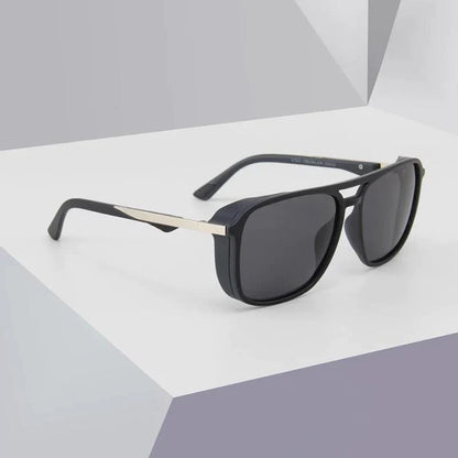 BLACK RETRO SQUARE SUNGLASSES FOR MEN AND WOMEN